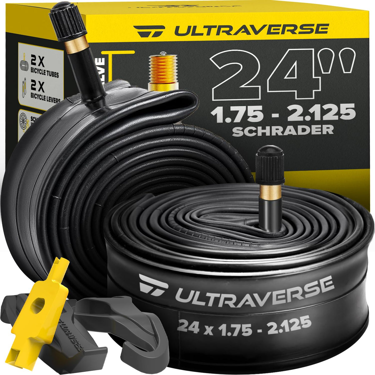 Ultraverse Schrader Bike Inner Tubes - 24x1.75-2.125