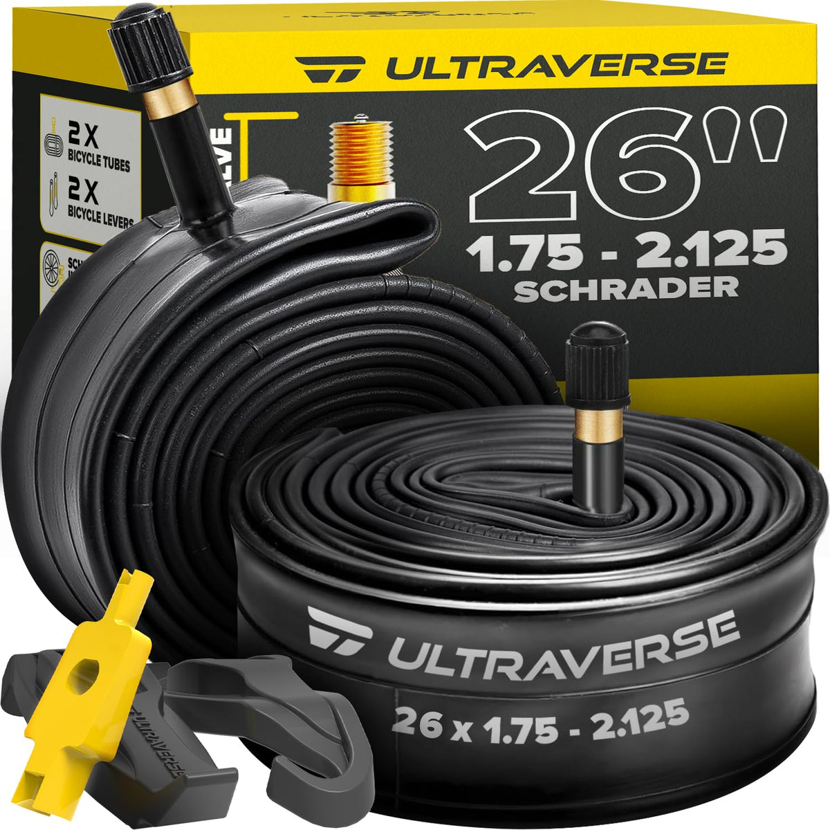 Ultraverse Schrader Bike Inner Tubes - 26x1.75-2.125