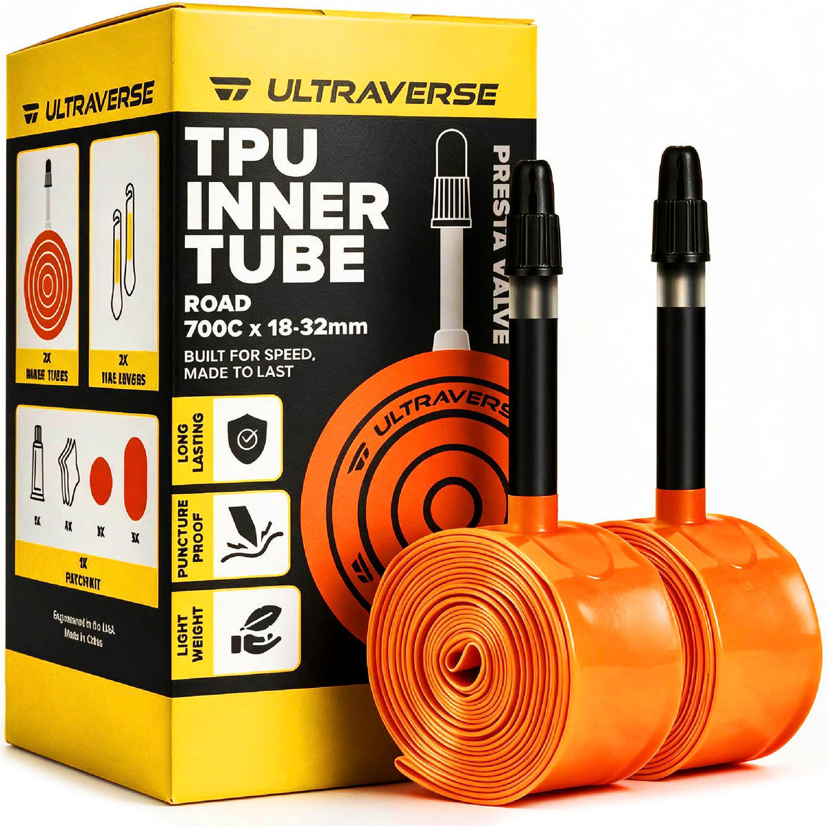 Ultraverse Lightweight TPU 700C Inner Tubes - 45mm