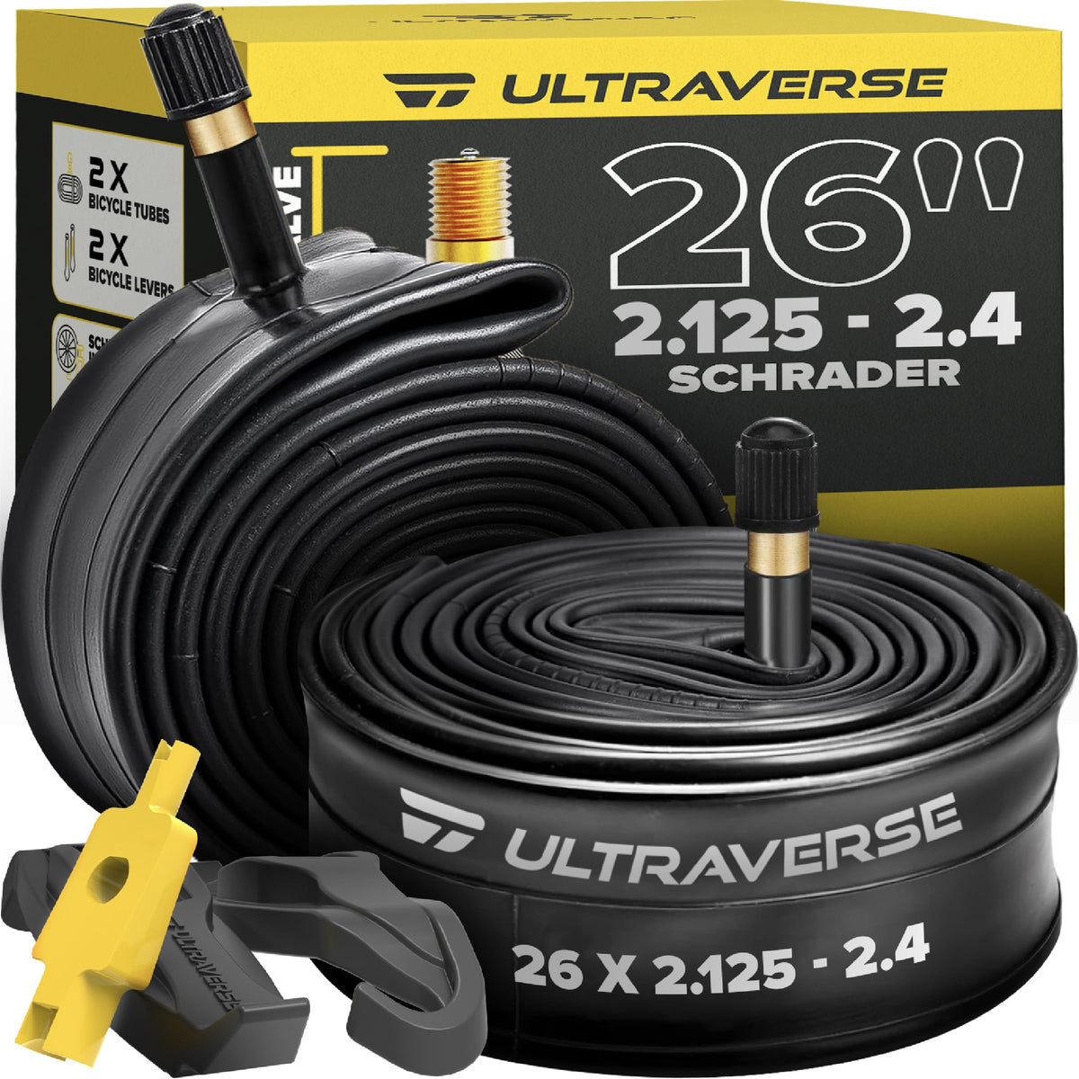 Ultraverse Schrader Bike Inner Tubes - 26x2.125-2.40