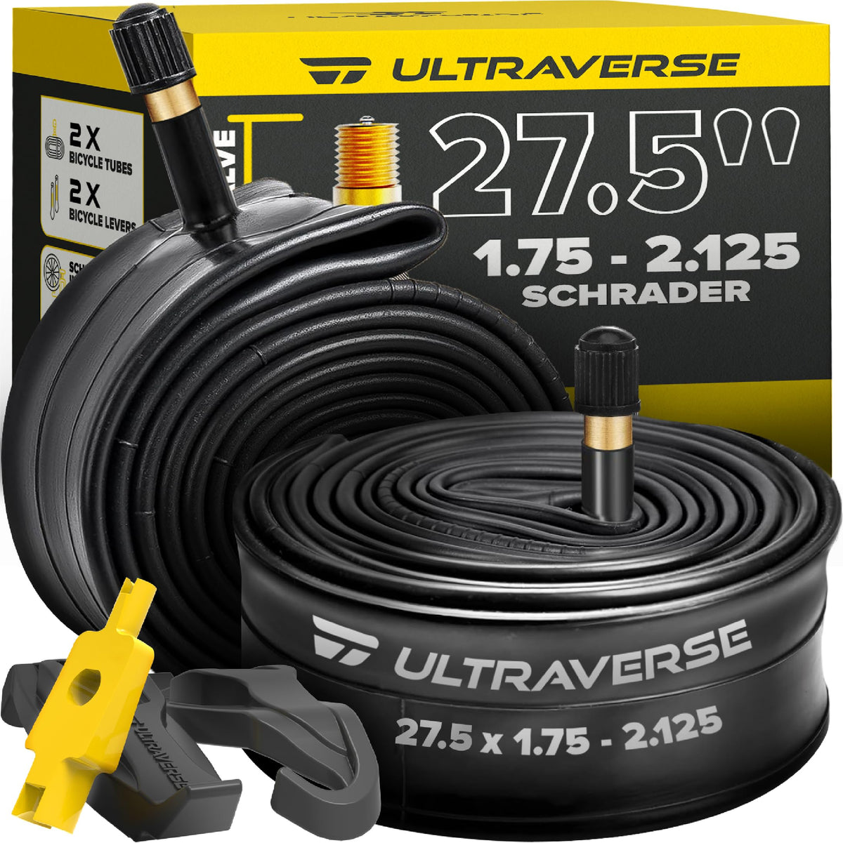 Ultraverse Schrader Bike Inner Tubes - 27.5x1.75-2.125